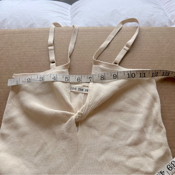 LIVE THE PROCESS Leda twist-front ribbed-knit jumpsuit, cream, wide leg - Picture 7 of 12